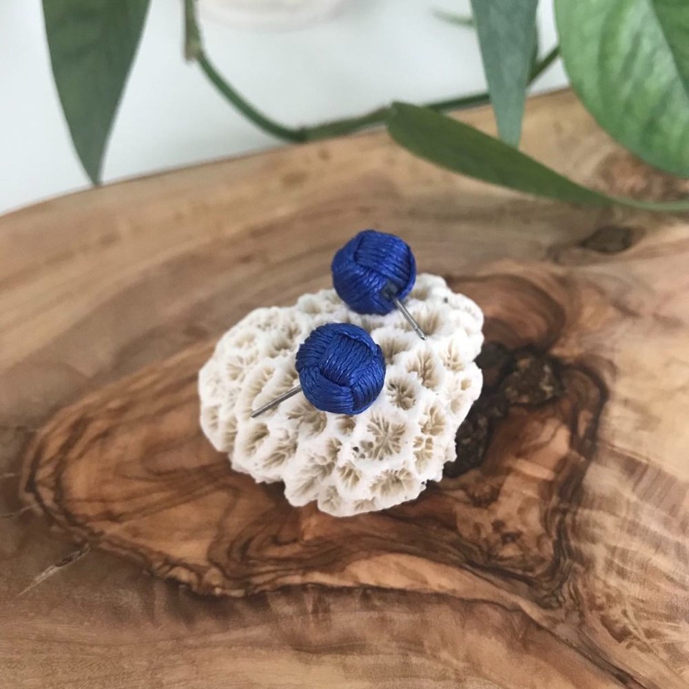 J.Crew royal blue love knot earrings